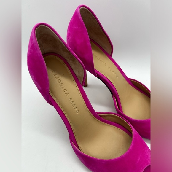Veronica Beard Gadot Suede Peep Toe Pumps in Fuschia Size 7 US Floor Model $395 - Picture 2 of 11